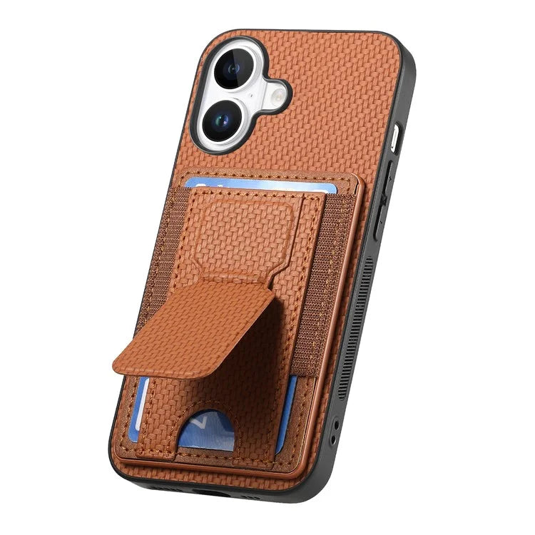 For iPhone 16 Plus Case Kickstand Card Holder Leather Back Cover