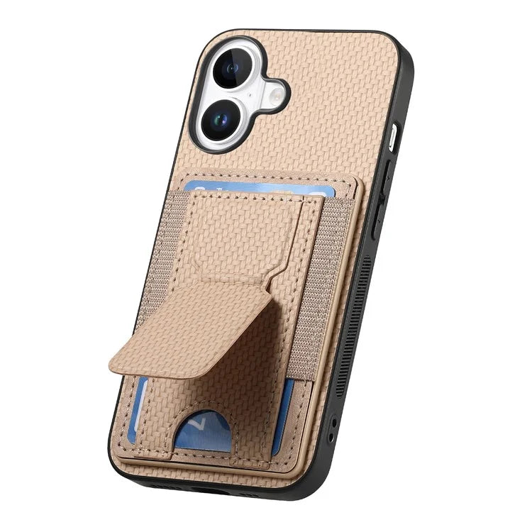 For iPhone 16 Plus Case Kickstand Card Holder Leather Back Cover
