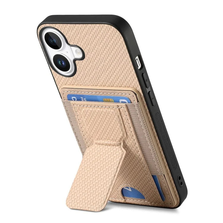 For iPhone 16 Plus Case Kickstand Card Holder Leather Back Cover