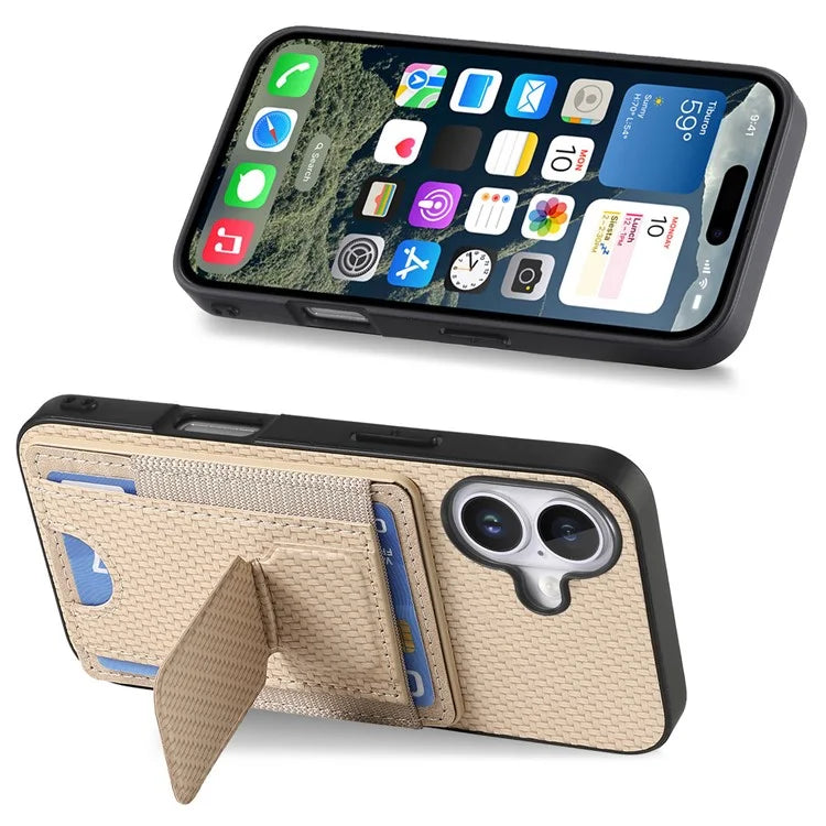 For iPhone 16 Plus Case Kickstand Card Holder Leather Back Cover