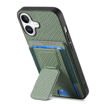 For iPhone 16 Plus Case Kickstand Card Holder Leather Back Cover