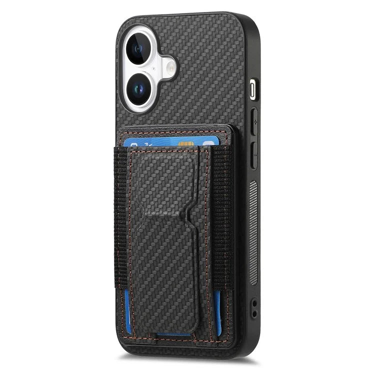 For iPhone 16 Case Kickstand Card Holder Leather Back Cover