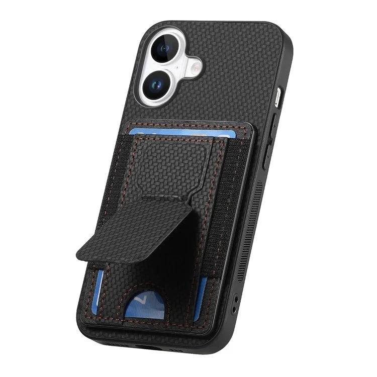 For iPhone 16 Case Kickstand Card Holder Leather Back Cover