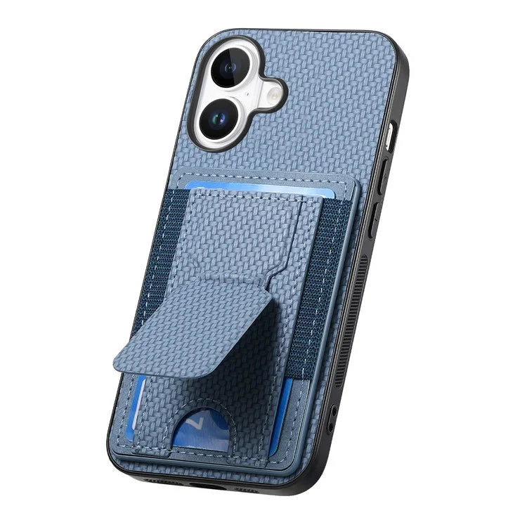 For iPhone 16 Case Kickstand Card Holder Leather Back Cover