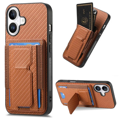 For iPhone 16 Case Kickstand Card Holder Leather Back Cover