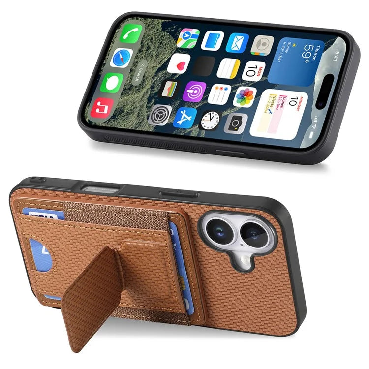 For iPhone 16 Case Kickstand Card Holder Leather Back Cover