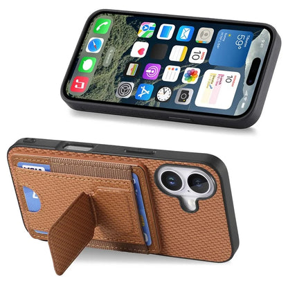 For iPhone 16 Case Kickstand Card Holder Leather Back Cover