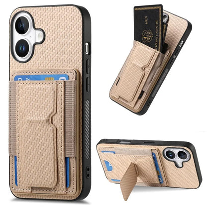 For iPhone 16 Case Kickstand Card Holder Leather Back Cover