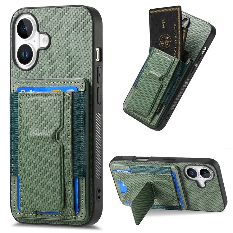 For iPhone 16 Case Kickstand Card Holder Leather Back Cover