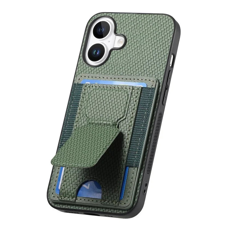 For iPhone 16 Case Kickstand Card Holder Leather Back Cover
