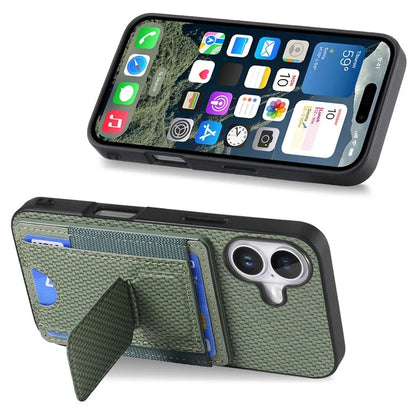For iPhone 16 Case Kickstand Card Holder Leather Back Cover
