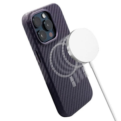 KZDOO For iPhone 16 Pro Max Case Compatible with MagSafe Carbon Fiber Texture PU+PC Phone Cover