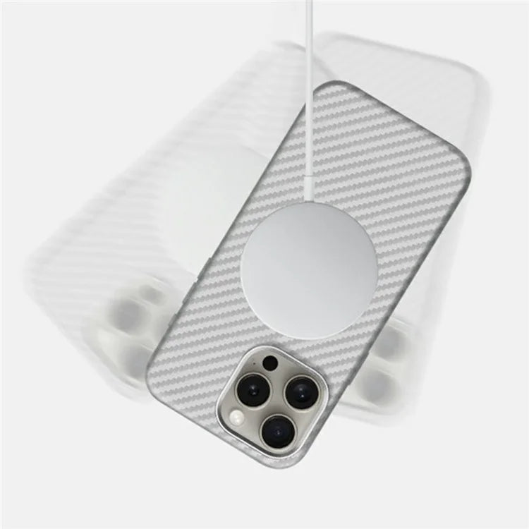 KZDOO For iPhone 16 Pro Max Case Compatible with MagSafe Carbon Fiber Texture PU+PC Phone Cover