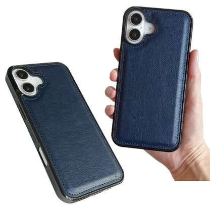 For iPhone 16 Case Calf Texture PU Leather Anti-Fingerprint Back Phone Cover
