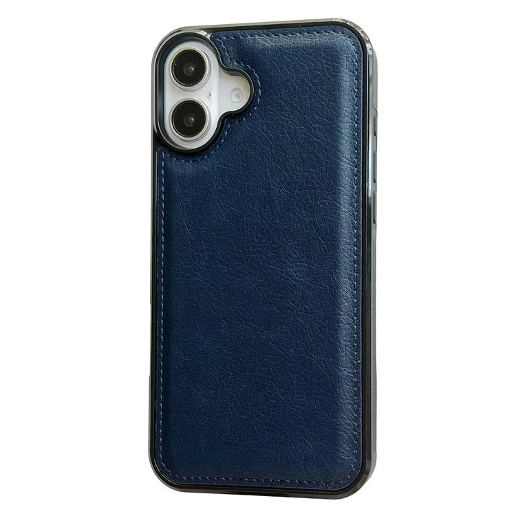 For iPhone 16 Case Calf Texture PU Leather Anti-Fingerprint Back Phone Cover