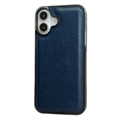 For iPhone 16 Case Calf Texture PU Leather Anti-Fingerprint Back Phone Cover