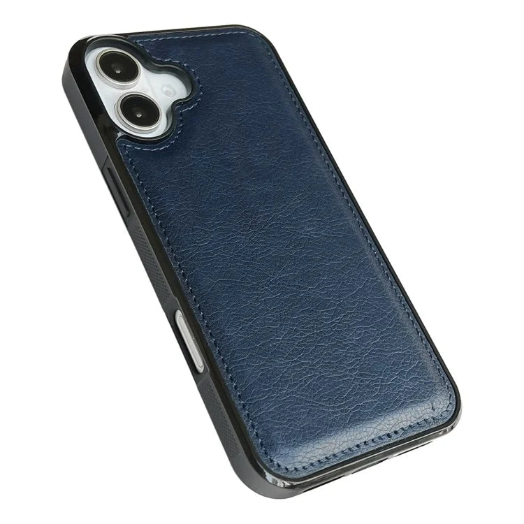 For iPhone 16 Case Calf Texture PU Leather Anti-Fingerprint Back Phone Cover