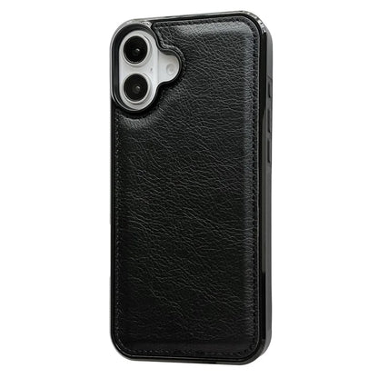 For iPhone 16 Case Calf Texture PU Leather Anti-Fingerprint Back Phone Cover