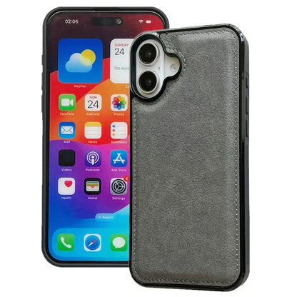 For iPhone 16 Case Calf Texture PU Leather Anti-Fingerprint Back Phone Cover
