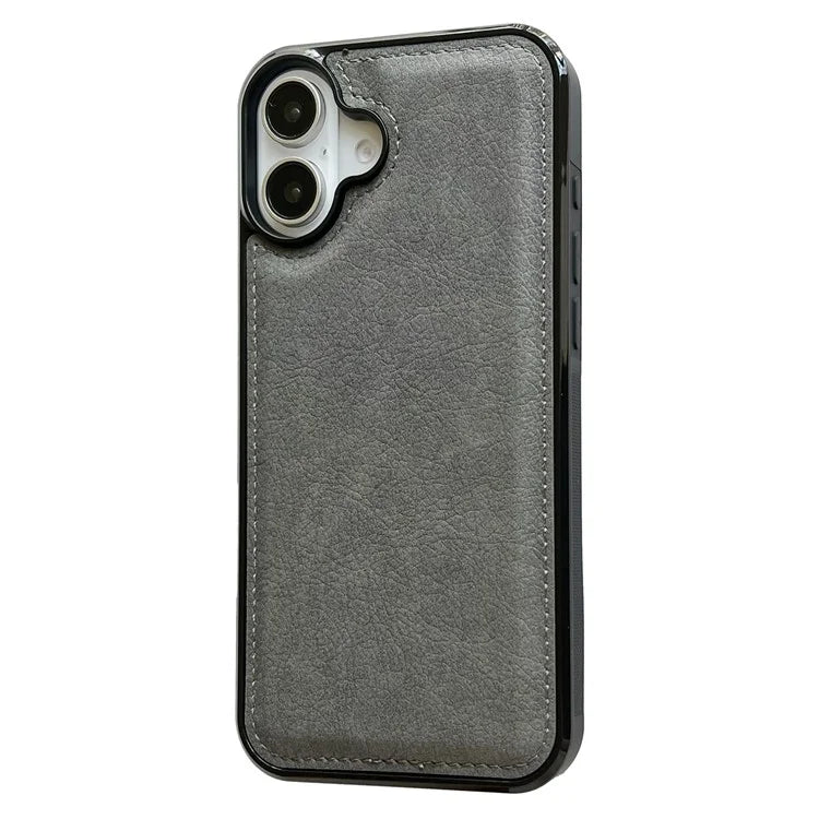 For iPhone 16 Case Calf Texture PU Leather Anti-Fingerprint Back Phone Cover