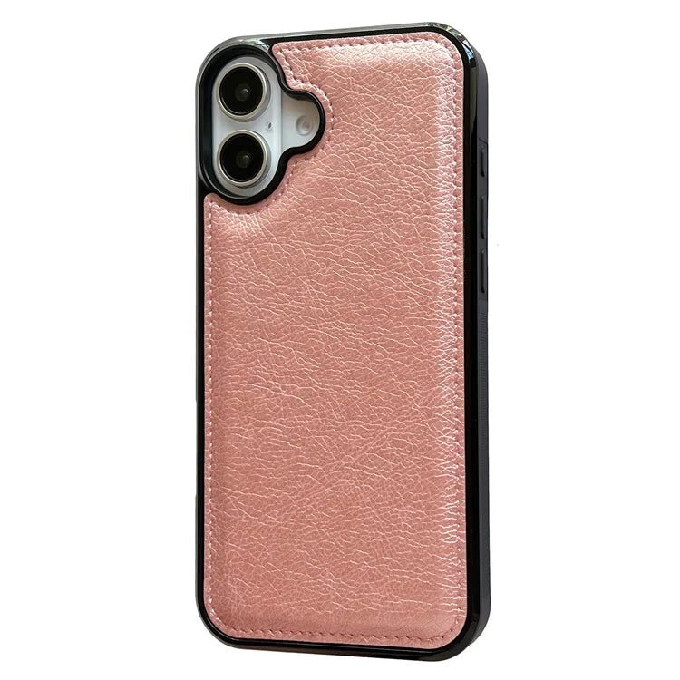 For iPhone 16 Case Calf Texture PU Leather Anti-Fingerprint Back Phone Cover