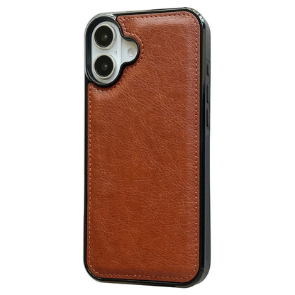 For iPhone 16 Case Calf Texture PU Leather Anti-Fingerprint Back Phone Cover