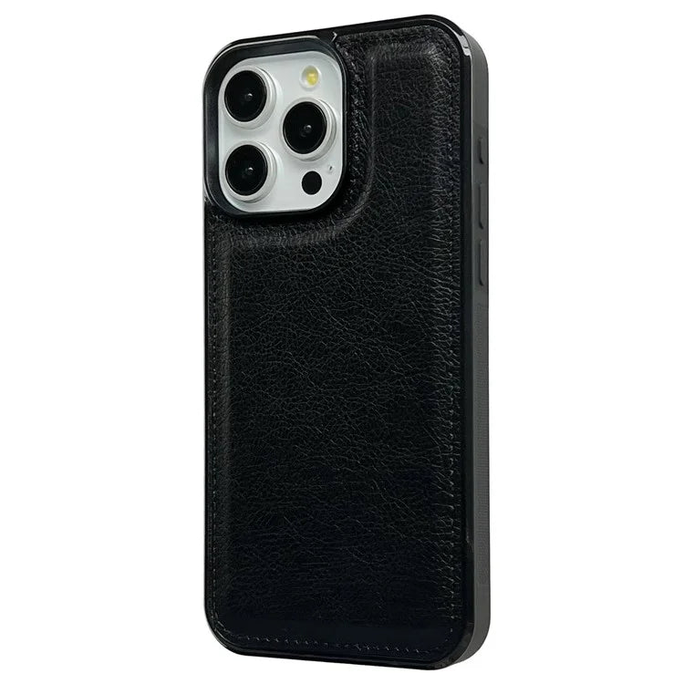 For iPhone 16 Pro Max Case Calf Texture PU Leather Anti-Fingerprint Back Phone Cover