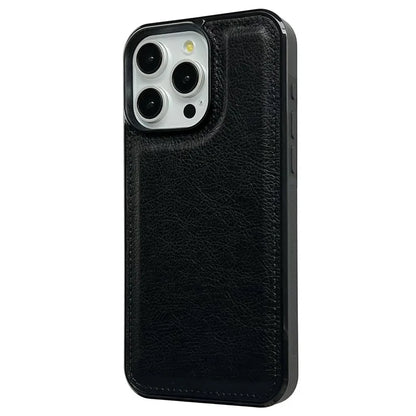 For iPhone 16 Pro Max Case Calf Texture PU Leather Anti-Fingerprint Back Phone Cover