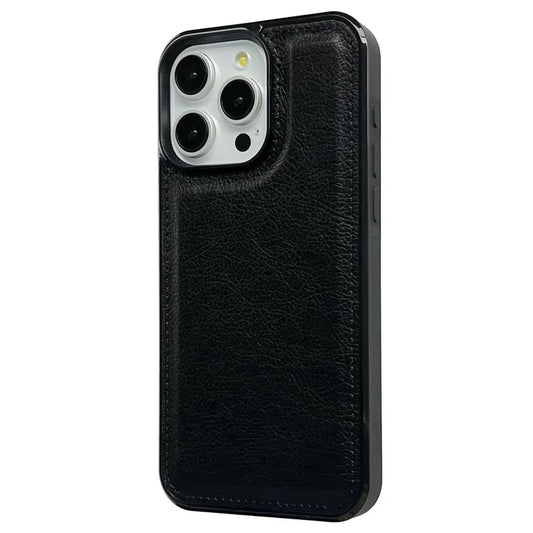 For iPhone 16 Pro Max Case Calf Texture PU Leather Anti-Fingerprint Back Phone Cover