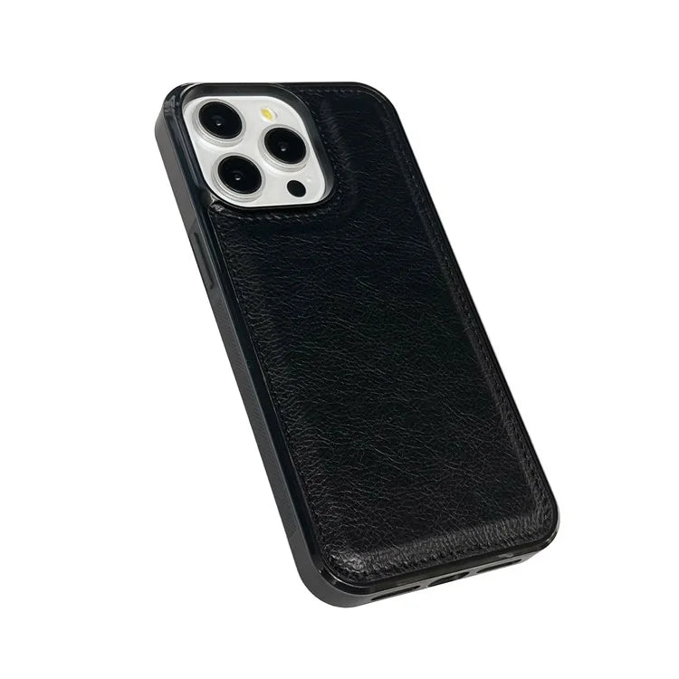 For iPhone 16 Pro Max Case Calf Texture PU Leather Anti-Fingerprint Back Phone Cover