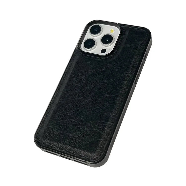 For iPhone 16 Pro Max Case Calf Texture PU Leather Anti-Fingerprint Back Phone Cover