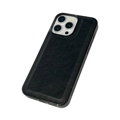 For iPhone 16 Pro Max Case Calf Texture PU Leather Anti-Fingerprint Back Phone Cover