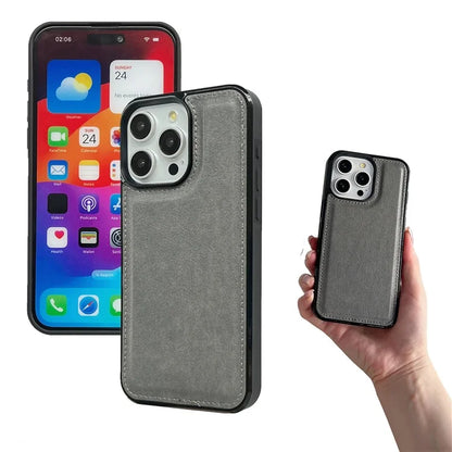 For iPhone 16 Pro Max Case Calf Texture PU Leather Anti-Fingerprint Back Phone Cover