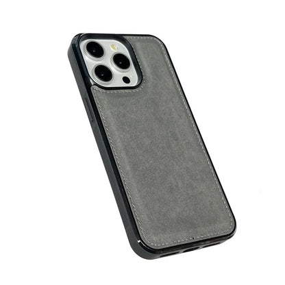 For iPhone 16 Pro Max Case Calf Texture PU Leather Anti-Fingerprint Back Phone Cover