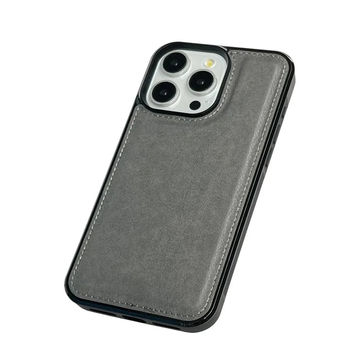 For iPhone 16 Pro Max Case Calf Texture PU Leather Anti-Fingerprint Back Phone Cover