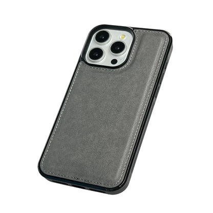 For iPhone 16 Pro Max Case Calf Texture PU Leather Anti-Fingerprint Back Phone Cover