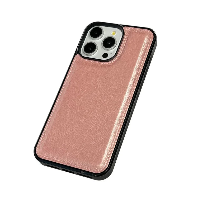 For iPhone 16 Pro Max Case Calf Texture PU Leather Anti-Fingerprint Back Phone Cover