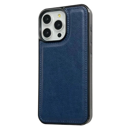 For iPhone 16 Pro Max Case Calf Texture PU Leather Anti-Fingerprint Back Phone Cover