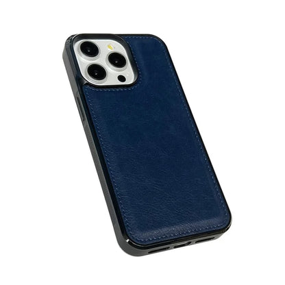 For iPhone 16 Pro Max Case Calf Texture PU Leather Anti-Fingerprint Back Phone Cover