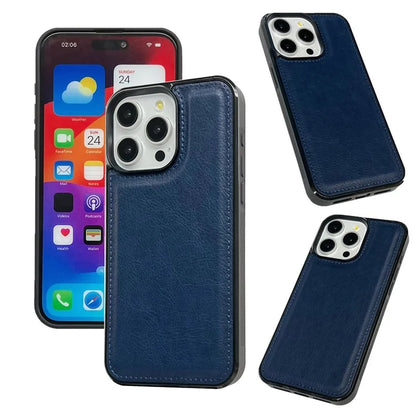For iPhone 16 Pro Max Case Calf Texture PU Leather Anti-Fingerprint Back Phone Cover