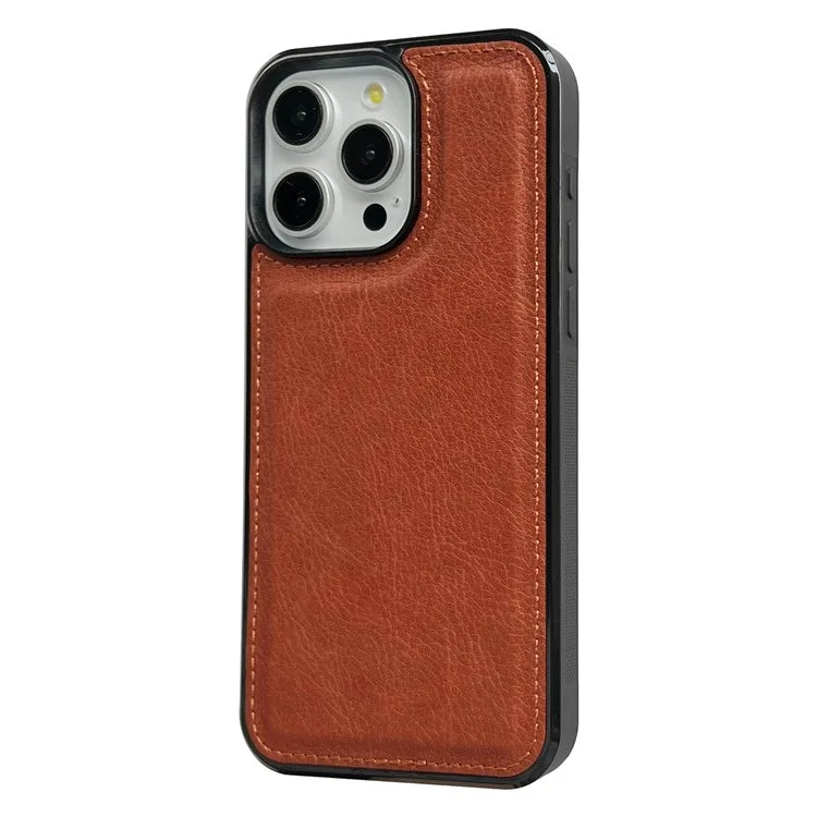 For iPhone 16 Pro Max Case Calf Texture PU Leather Anti-Fingerprint Back Phone Cover