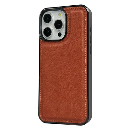 For iPhone 16 Pro Max Case Calf Texture PU Leather Anti-Fingerprint Back Phone Cover