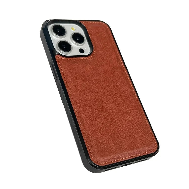 For iPhone 16 Pro Max Case Calf Texture PU Leather Anti-Fingerprint Back Phone Cover