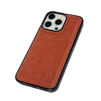 For iPhone 16 Pro Max Case Calf Texture PU Leather Anti-Fingerprint Back Phone Cover