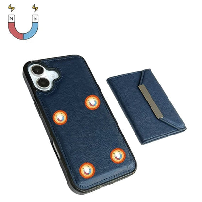 For iPhone 16 Case Card Bag Kickstand TPU+PU Phone Cover