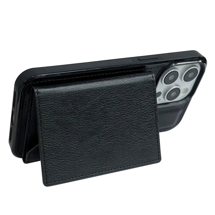 For iPhone 16 Pro Case Card Bag Kickstand TPU+PU Phone Cover