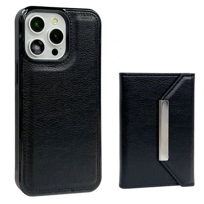 For iPhone 16 Pro Case Card Bag Kickstand TPU+PU Phone Cover