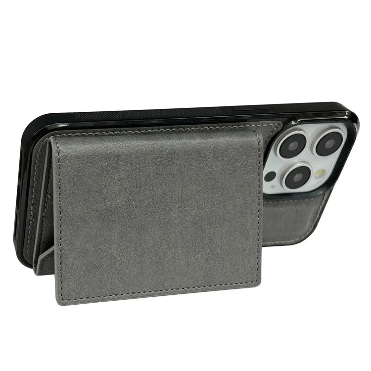For iPhone 16 Pro Case Card Bag Kickstand TPU+PU Phone Cover