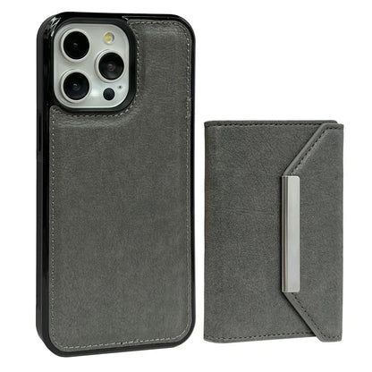 For iPhone 16 Pro Case Card Bag Kickstand TPU+PU Phone Cover