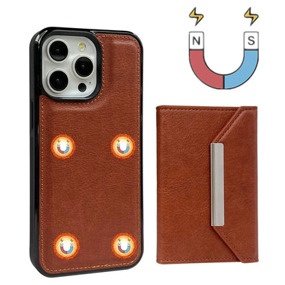 For iPhone 16 Pro Case Card Bag Kickstand TPU+PU Phone Cover